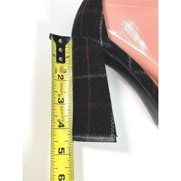 Dolls Kill Womens Plaid Clear Strap Sandals Size 8 US Black Ankle Dark Academia - Picture 10 of 12